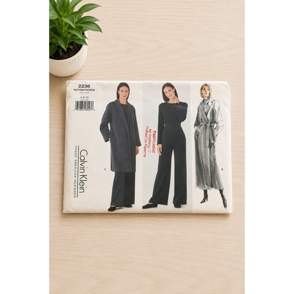 Vogue 2236 Calvin Klein Uncut Vintage Designer Sewing Pattern Coat Pants Sz 6-10